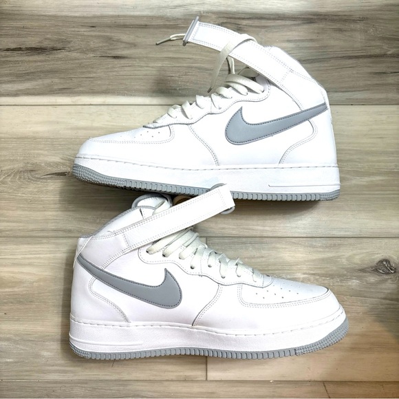Nike Air Force 1 Mid  White/Grey Size 12 - Picture 1 of 6